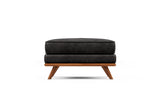 Valencia Artisan Top Grain Leather Ottoman, Black Color