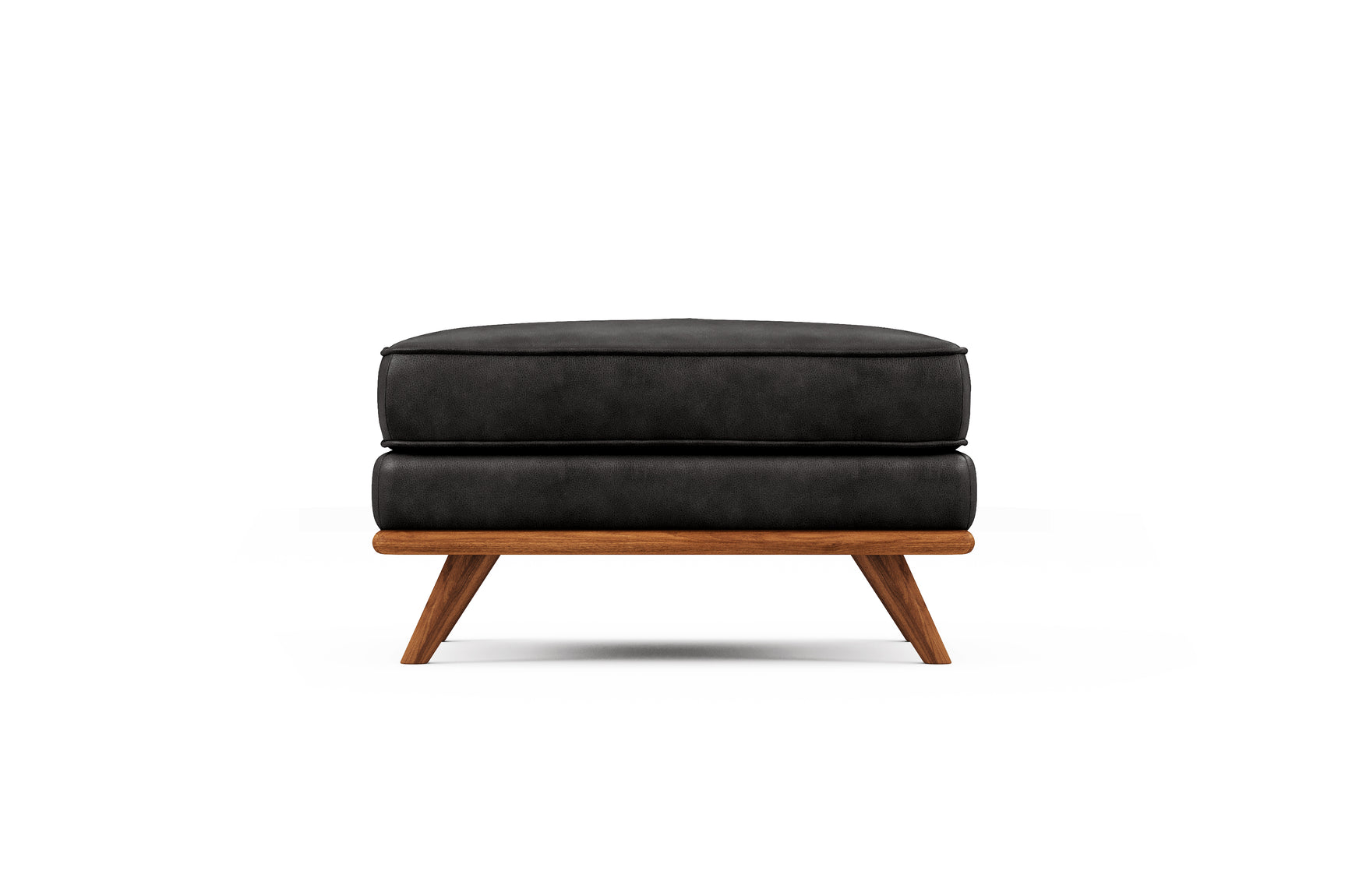 Valencia Artisan Top Grain Leather Ottoman, Black Color
