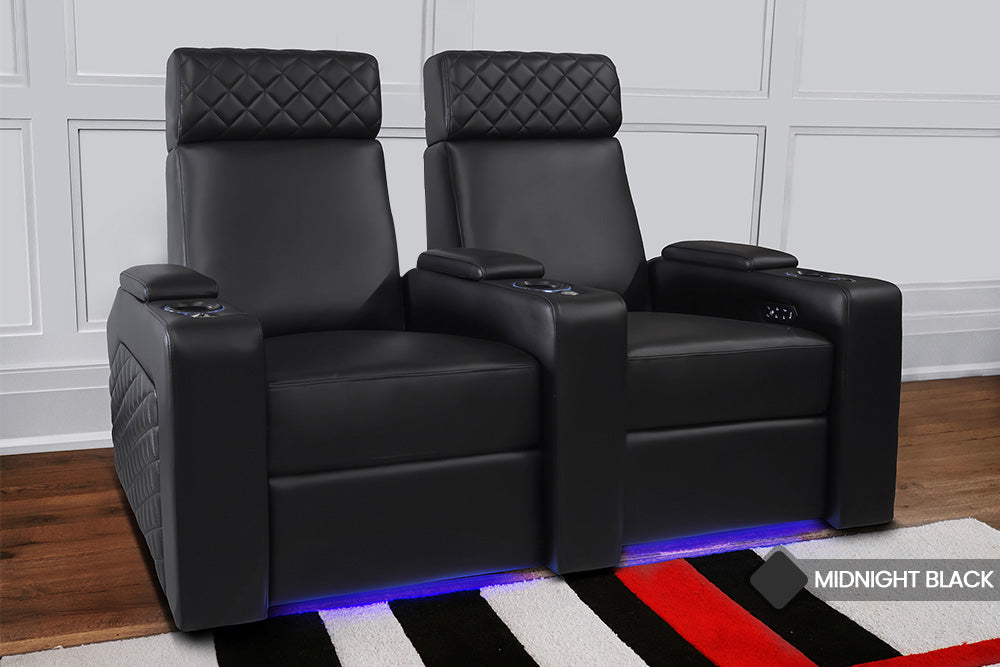 Valencia Zurich Home Cinema Seating Row of 3 Loveseat Right Black