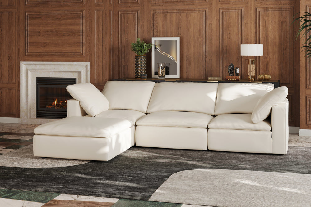 Valencia Claire Full-Aniline Leather Loveseat Cloud Feel Sofa, Beige