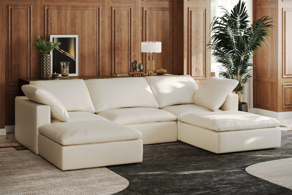 Valencia Claire Full-Aniline Leather Armless Piece, Beige