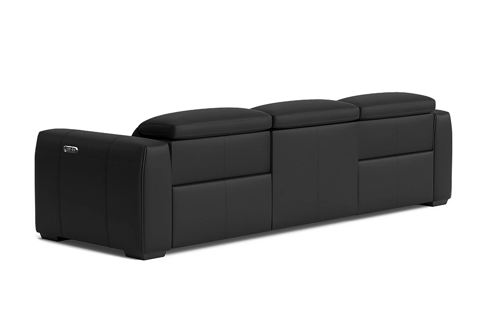 Valencia Carmen Leather Three Seats with Dual Recliner Sofa, Black