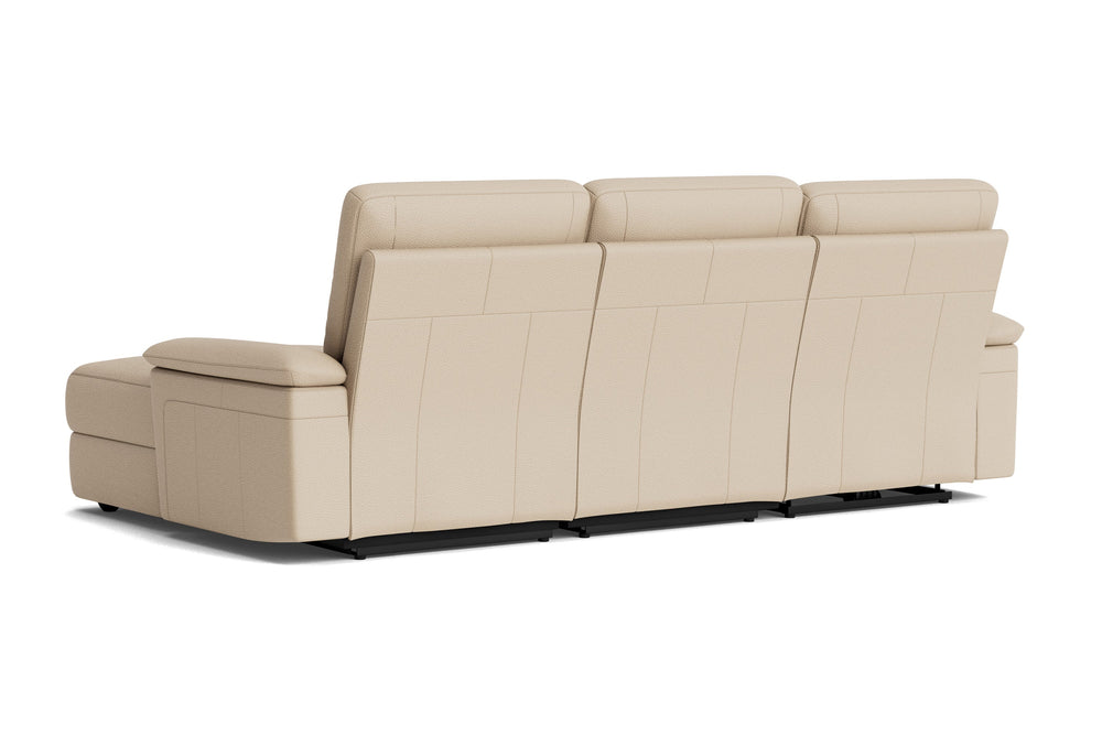 Valencia Heidi Top Grain Leather Sofa, Three Seats with Right Chaise, Cream