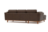 Valencia Artisan Top Grain Three Seats with Left Hand Chaise Leather Sofa, Chocolate Color