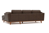 Valencia Artisan Top Grain Three Seats with Right Hand Chaise Leather Sofa, Chocolate Color