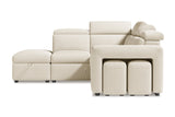 Valencia Finn Fabric Sectional Sofa Bed with Left Hand Storage, Beige Color