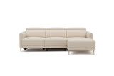 Valencia Andria Modern Right Hand Facing Top Grain Leather Reclining Sectional Sofa, Beige Color