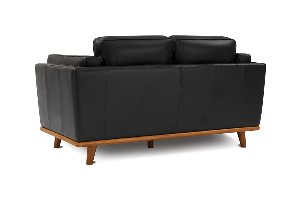 Valencia Artisan Top Grain Leather Loveseat Sofa, Black Color