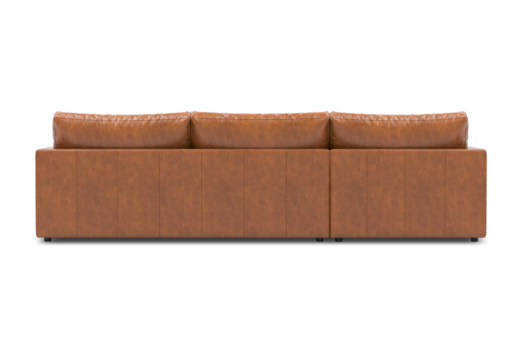 Valencia Serena Leather Three Seats with Left Chaise Sectional Sofa, Cognac
