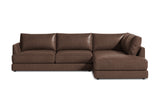 Valencia Serena Leather L-shape with Right Chaise Sectional Sofa, Brown