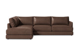 Valencia Serena Leather L-shape with Left Chaise Sectional Sofa, Brown
