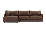 Valencia Serena Leather Three Seats with Left Chaise Sectional Sofa, Brown
