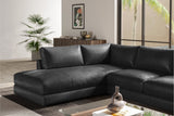 Valencia Serena Leather L-shape with Left Chaise Sectional Sofa, Black