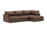 Valencia Serena Leather Three Seats with Right Chaise Sectional Sofa, Brown