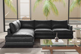 Valencia Serena Leather L-shape with Left Chaise Sectional Sofa, Black