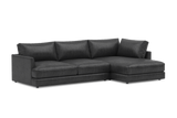 Valencia Serena Leather Three Seats with Right Chaise Sectional Sofa, Black