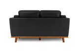 Valencia Artisan Top Grain Leather Loveseat Sofa, Black Color