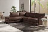 Valencia Serena Leather L-shape with Left Chaise Sectional Sofa, Brown