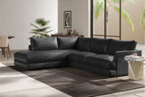 Valencia Serena Leather L-shape with Left Chaise Sectional Sofa, Black