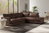 Valencia Serena Leather L-shape with Right Chaise Sectional Sofa, Brown