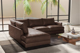 Valencia Serena Leather L-shape with Left Chaise Sectional Sofa, Brown