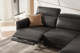 Valencia Andria Modern Right Hand Facing Top Grain Leather Reclining Sectional Sofa, Black Color