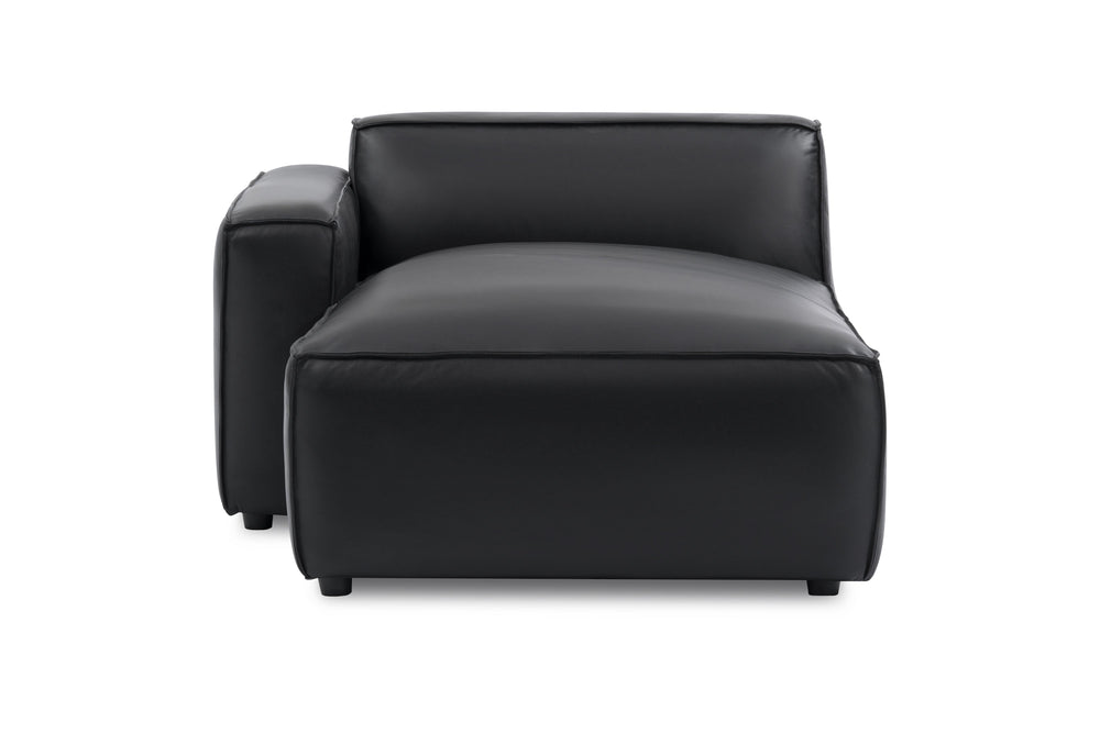 Valencia Nathan Full Aniline Leather Left-Chaise Piece, Black