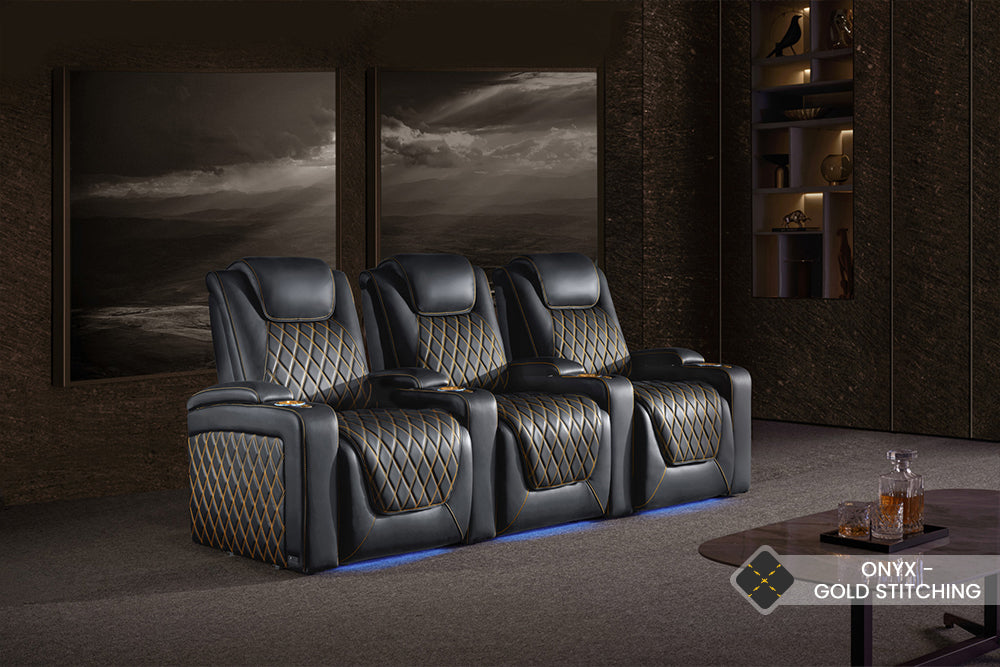 Valencia Oslo Ultimate Luxury Edition Row of 4 Onyx with Silver Stitching