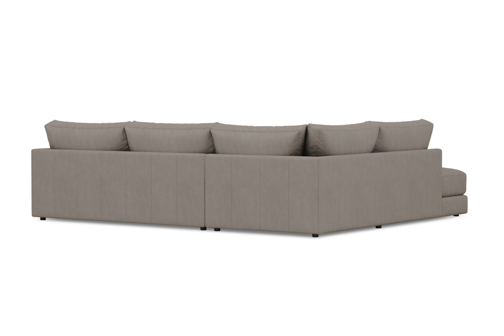 Valencia Serena Leather L-shape with Left Chaise Sectional Sofa, Light Grey