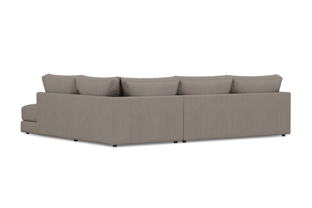 Valencia Serena Leather L-shape with Right Chaise Sectional Sofa, Light Grey