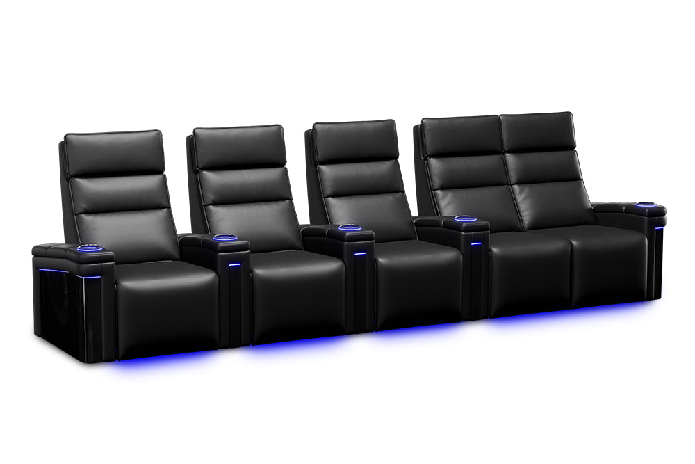 Valencia Monza Carbon Fiber Home Theater Seating Row of 5 Loveseat Right Black