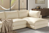 Valencia Serena Leather Three Seats with Right Chaise Sectional Sofa, Beige