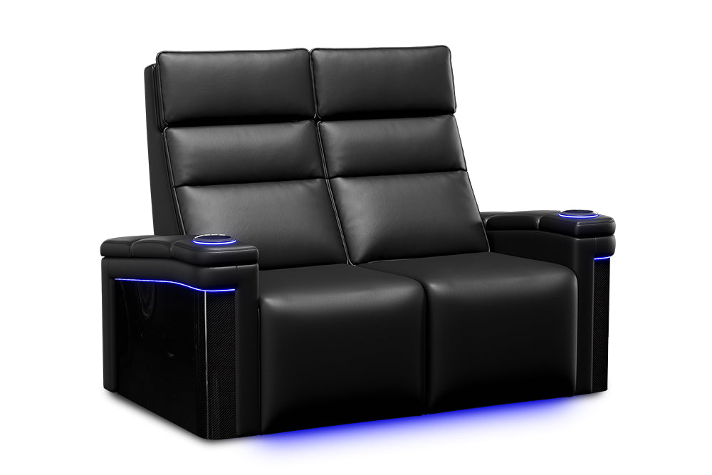 Valencia Monza Carbon Fiber Home Theater Seating Row of 2 Loveseat Black