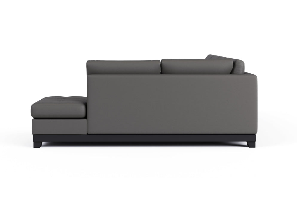 Valencia Aine Top Grain Leather Four Seats with Left Chaise Sofa, Charcoal Grey