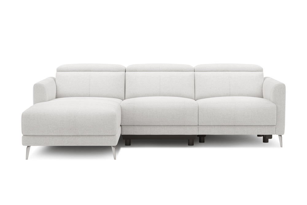 Valencia Andria Modern Left Hand Facing Fabric Reclining Sectional Sofa, White