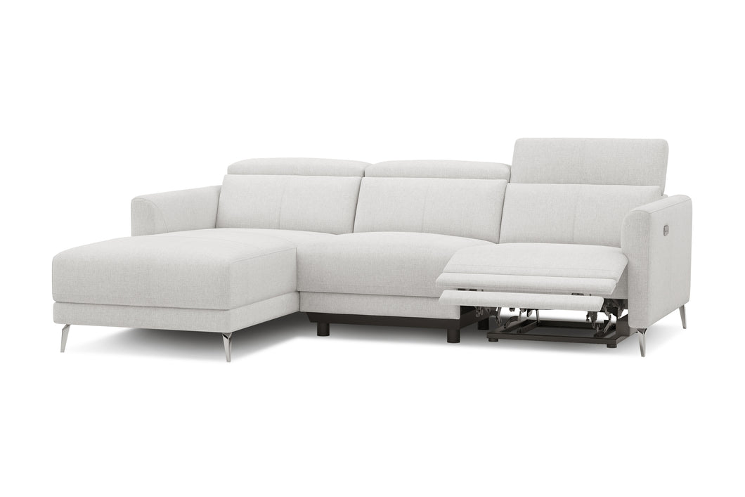 Valencia Andria Modern Left Hand Facing Fabric Reclining Sectional Sofa, White