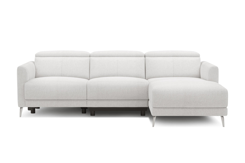 Valencia Andria Modern Right Hand Facing Fabric Reclining Sectional Sofa, White