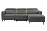Valencia Andria Modern Right Hand Facing Top Grain Leather Reclining Sectional, Grey