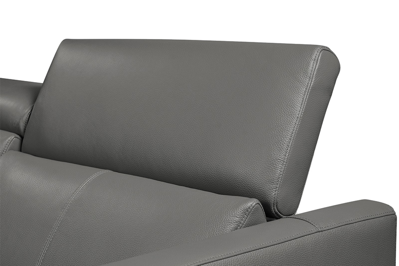 Valencia Andria Modern Right Hand Facing Top Grain Leather Reclining Sectional, Grey