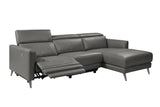 Valencia Andria Modern Right Hand Facing Top Grain Leather Reclining Sectional, Grey