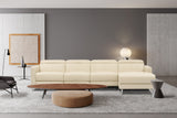 Valencia Andria Modern Top Grain Leather Reclining Sectional Four Seats with Right Chaise Sofa, Beige Color