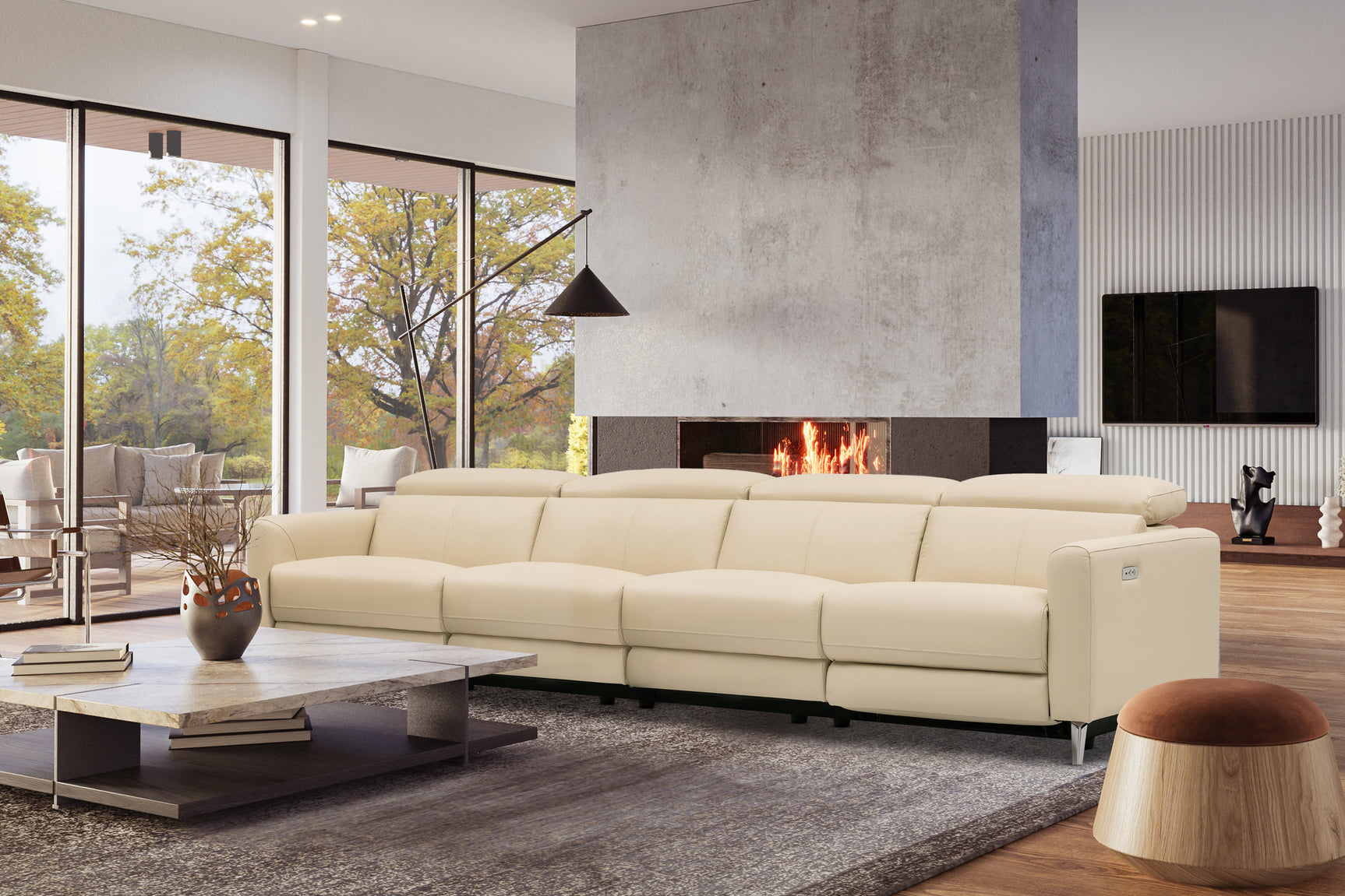 Andria Leather Reclining Sofa