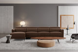 Valencia Andria Modern Top Grain Leather Reclining Sectional Four Seats with Left Chaise Sofa, Chocolate Color