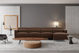 Valencia Andria Modern Top Grain Leather Reclining Sectional Four Seats with Right Chaise Sofa, Chocolate Color