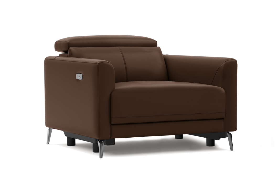 Valencia Andria Modern Top Grain Leather Recliner Chair, Chocolate Color