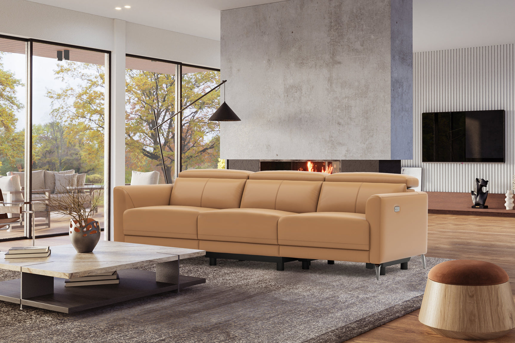 Andria Leather Reclining Sofa