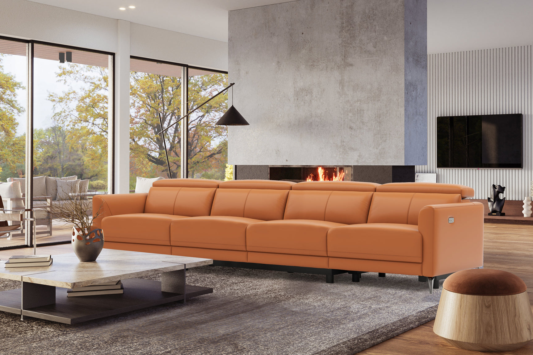 Andria Leather Reclining Sofa