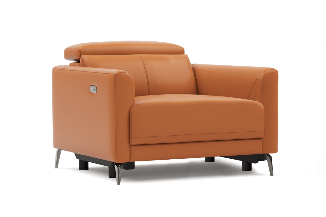 Valencia Andria Modern Top Grain Leather Recliner Chair, Cognac Color
