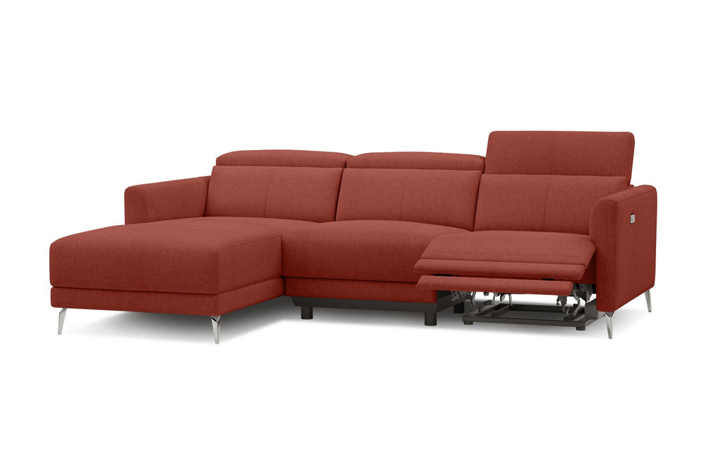 Valencia Andria Modern Left Hand Facing Fabric Reclining Sectional Sofa, Red