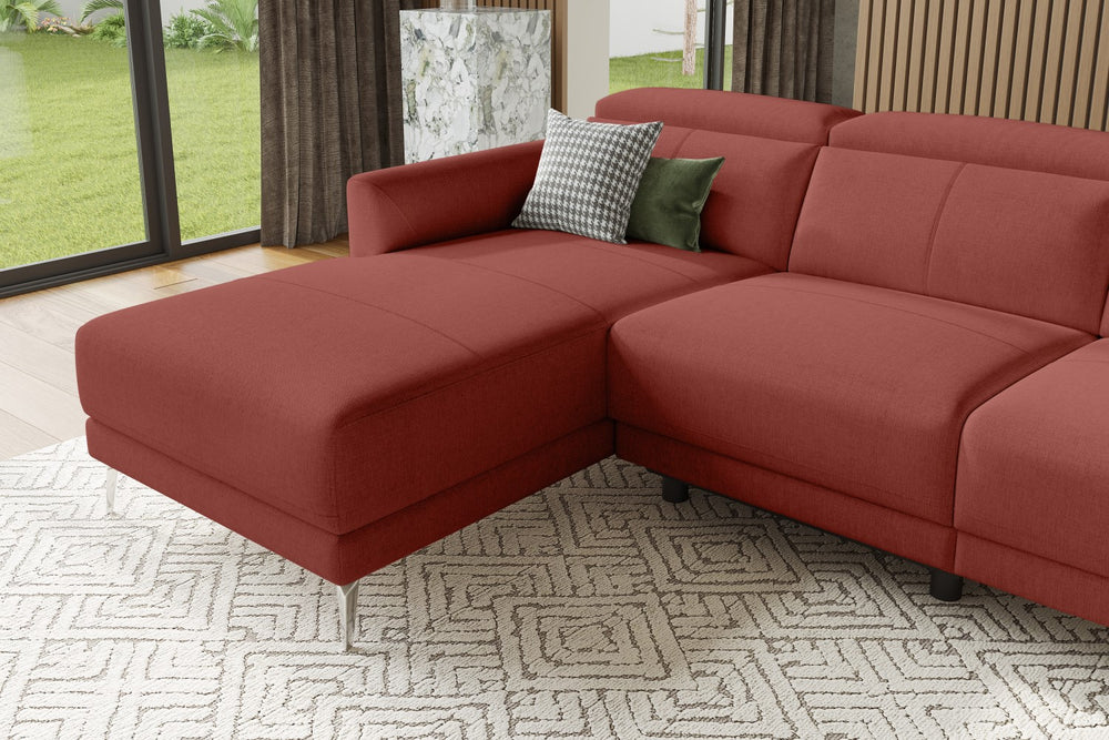 Valencia Andria Modern Left Hand Facing Fabric Reclining Sectional Sofa, Red